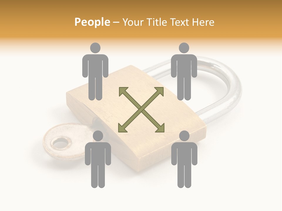 A Golden Padlock With A Key On A White Background PowerPoint Template