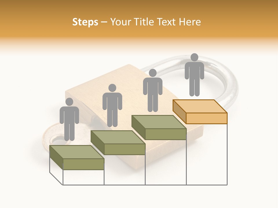 A Golden Padlock With A Key On A White Background PowerPoint Template