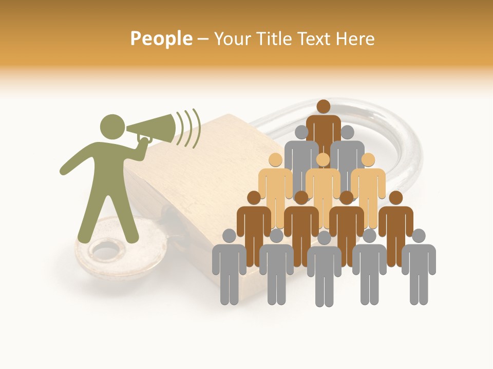 A Golden Padlock With A Key On A White Background PowerPoint Template