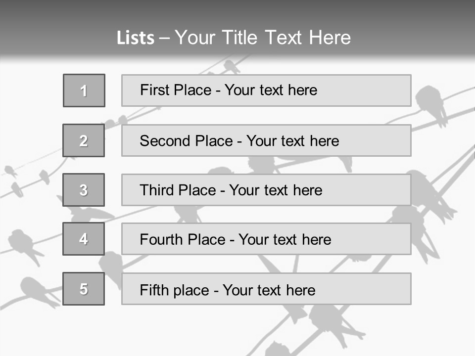 A Group Of Birds Sitting On Top Of Power Lines PowerPoint Template