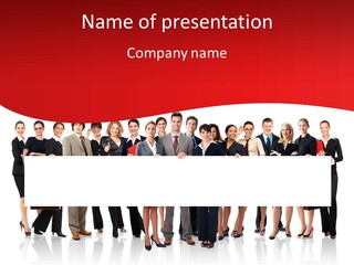 A Group Of Business People Holding A Large White Board PowerPoint Template