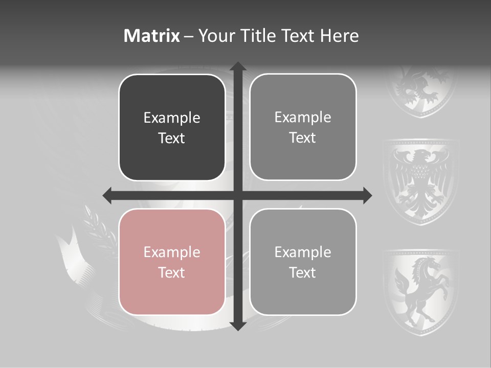 A Black And White Shield With Wings On A Black Background PowerPoint Template