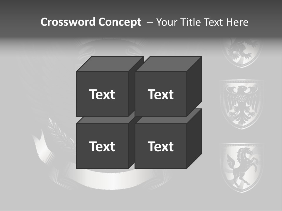 A Black And White Shield With Wings On A Black Background PowerPoint Template