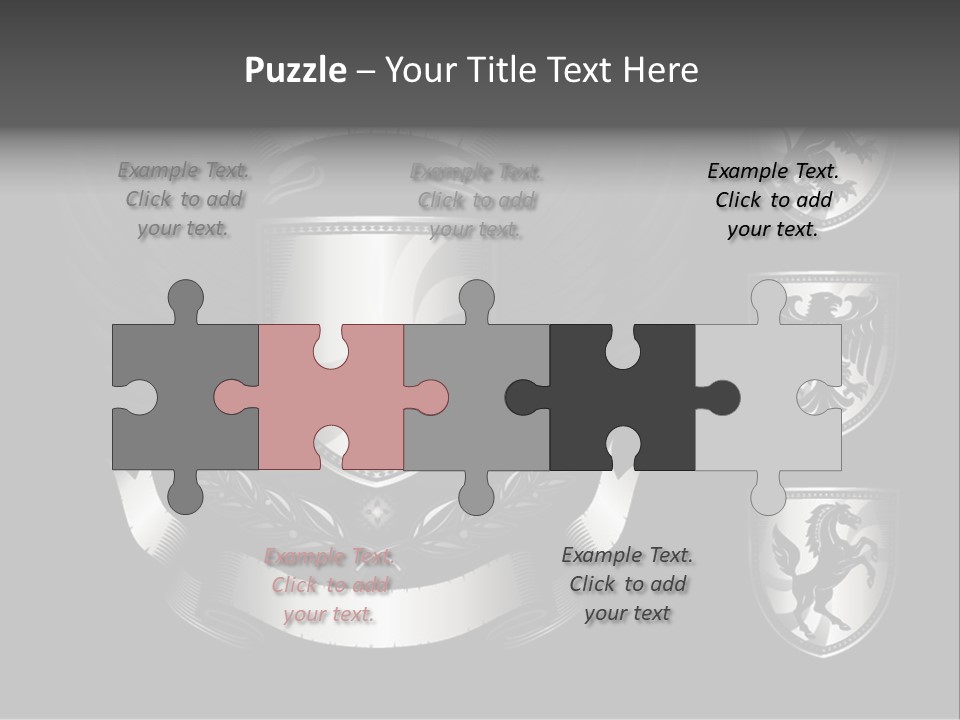 A Black And White Shield With Wings On A Black Background PowerPoint Template