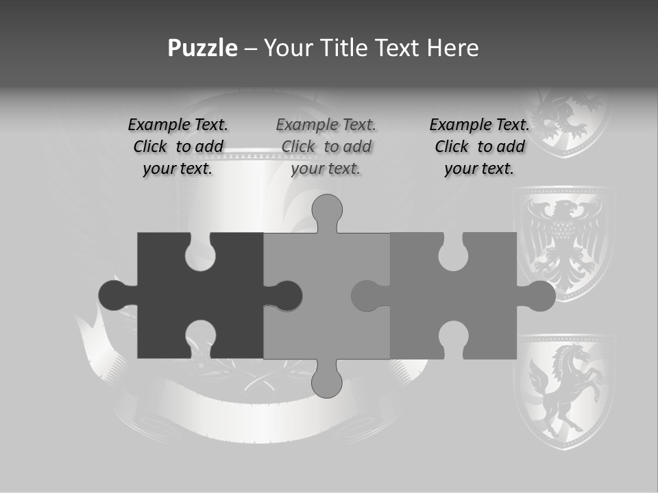 A Black And White Shield With Wings On A Black Background PowerPoint Template