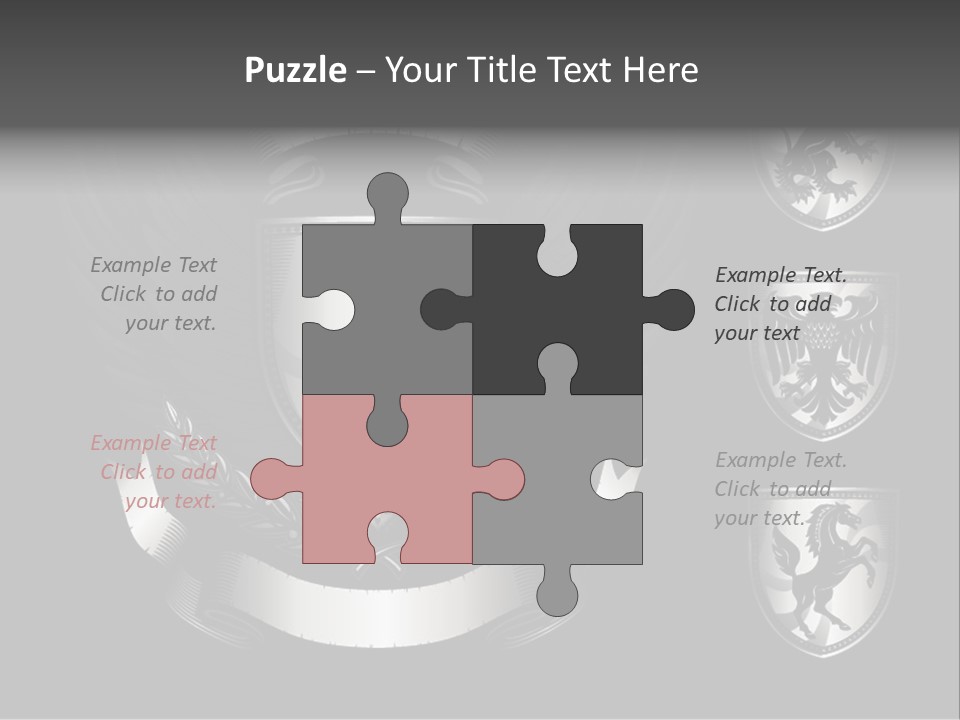 A Black And White Shield With Wings On A Black Background PowerPoint Template