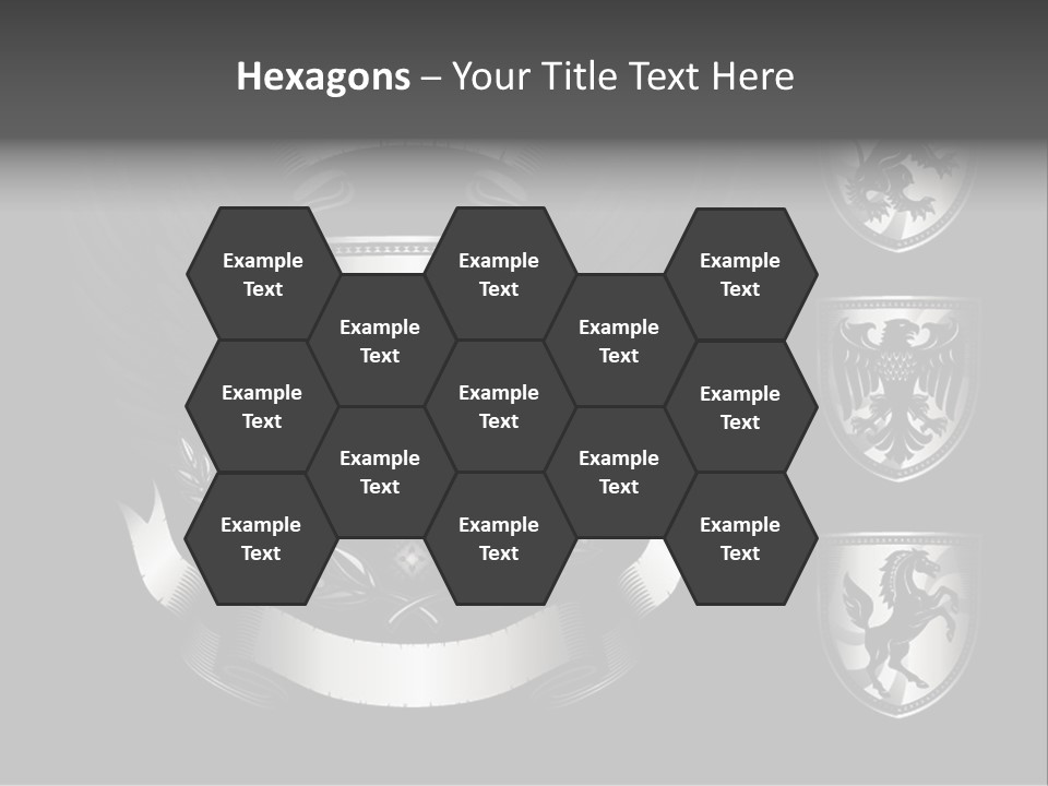 A Black And White Shield With Wings On A Black Background PowerPoint Template