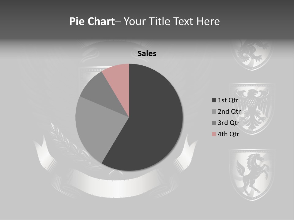 A Black And White Shield With Wings On A Black Background PowerPoint Template