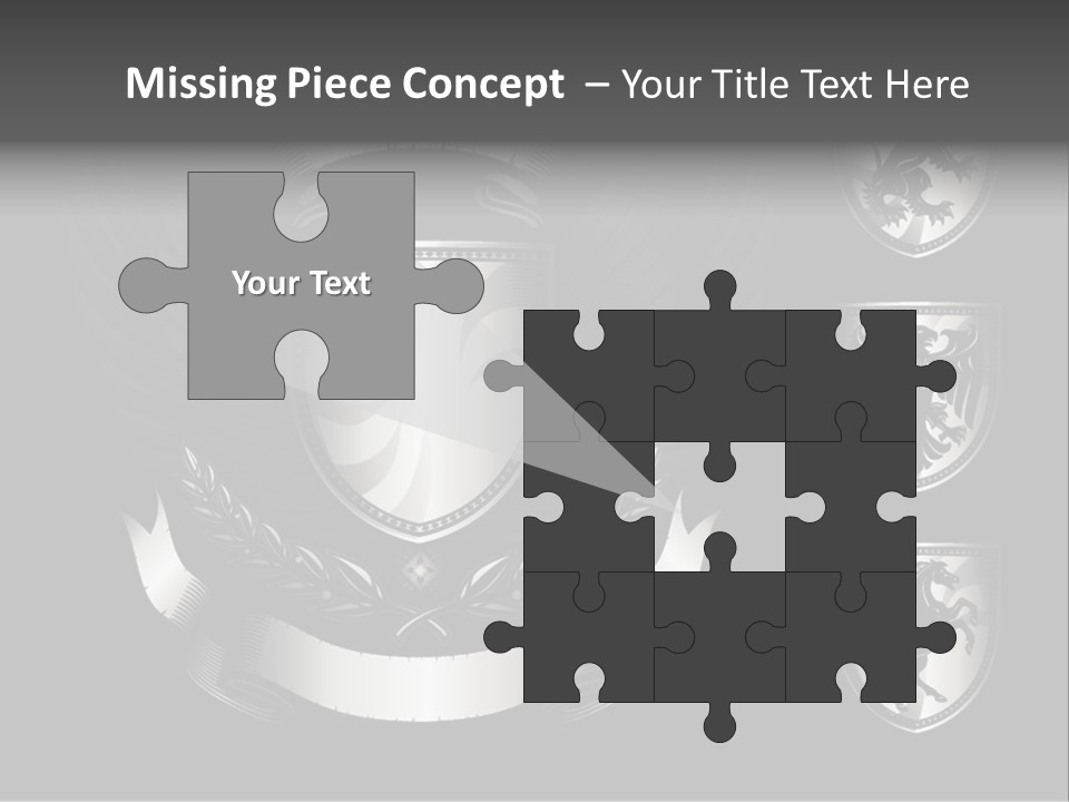 A Black And White Shield With Wings On A Black Background PowerPoint Template