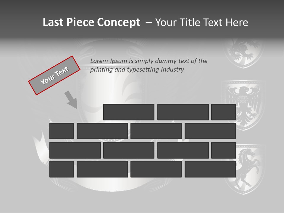A Black And White Shield With Wings On A Black Background PowerPoint Template