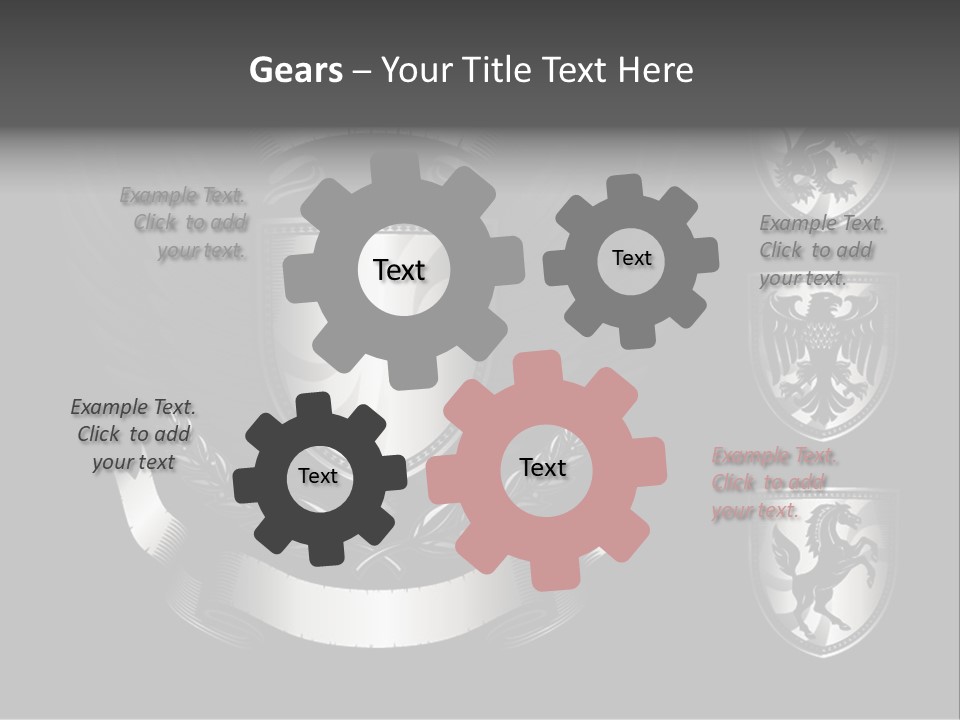 A Black And White Shield With Wings On A Black Background PowerPoint Template