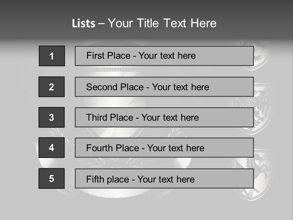 A Black And White Shield With Wings On A Black Background PowerPoint Template