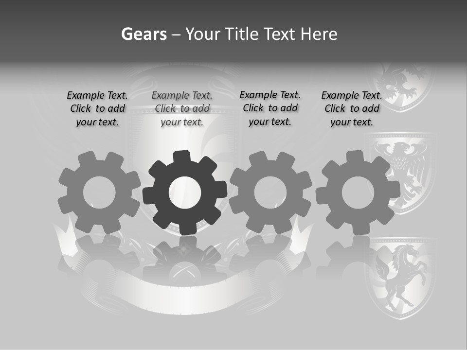 A Black And White Shield With Wings On A Black Background PowerPoint Template