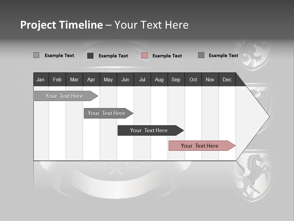 A Black And White Shield With Wings On A Black Background PowerPoint Template