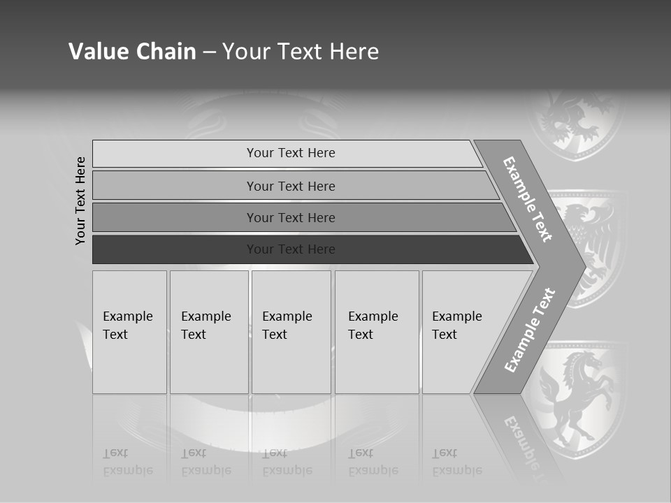 A Black And White Shield With Wings On A Black Background PowerPoint Template