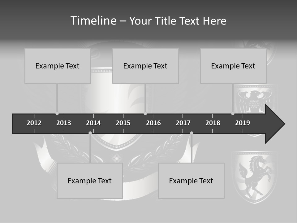 A Black And White Shield With Wings On A Black Background PowerPoint Template