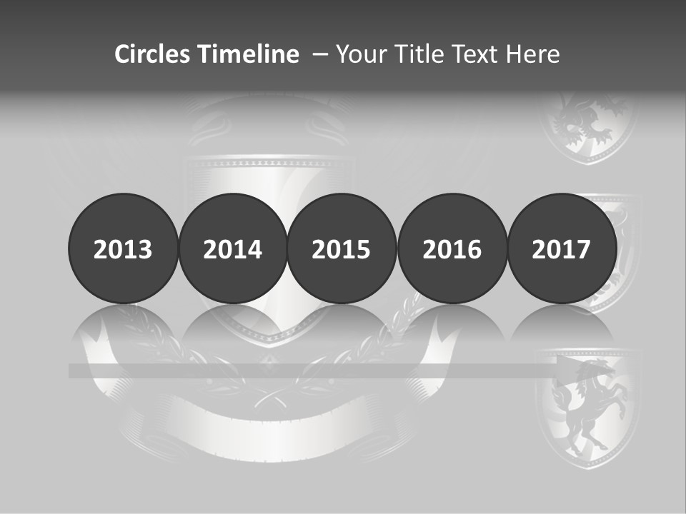 A Black And White Shield With Wings On A Black Background PowerPoint Template