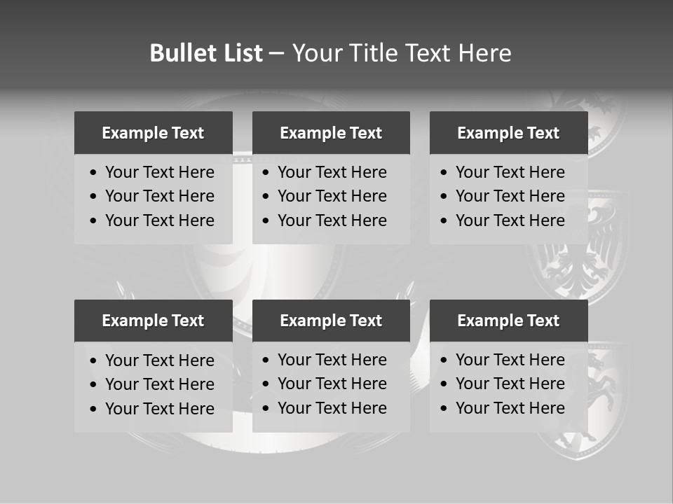 A Black And White Shield With Wings On A Black Background PowerPoint Template