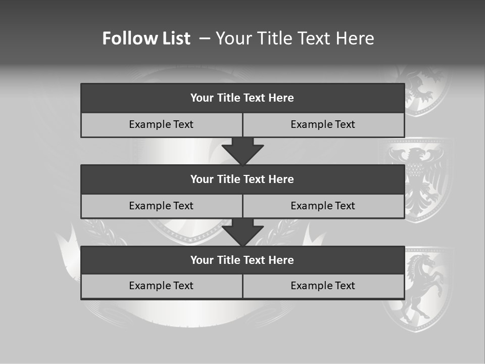 A Black And White Shield With Wings On A Black Background PowerPoint Template