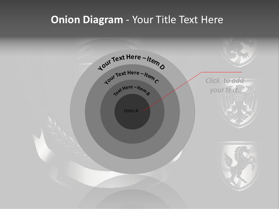 A Black And White Shield With Wings On A Black Background PowerPoint Template