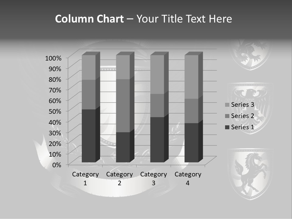 A Black And White Shield With Wings On A Black Background PowerPoint Template