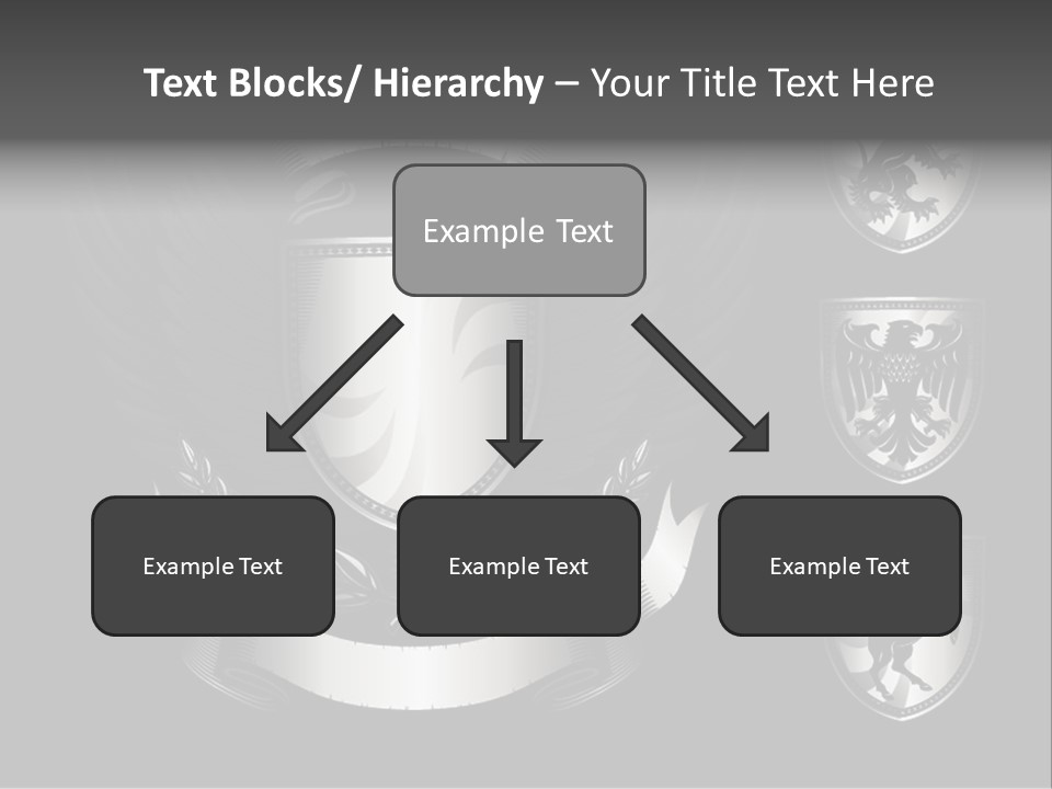 A Black And White Shield With Wings On A Black Background PowerPoint Template