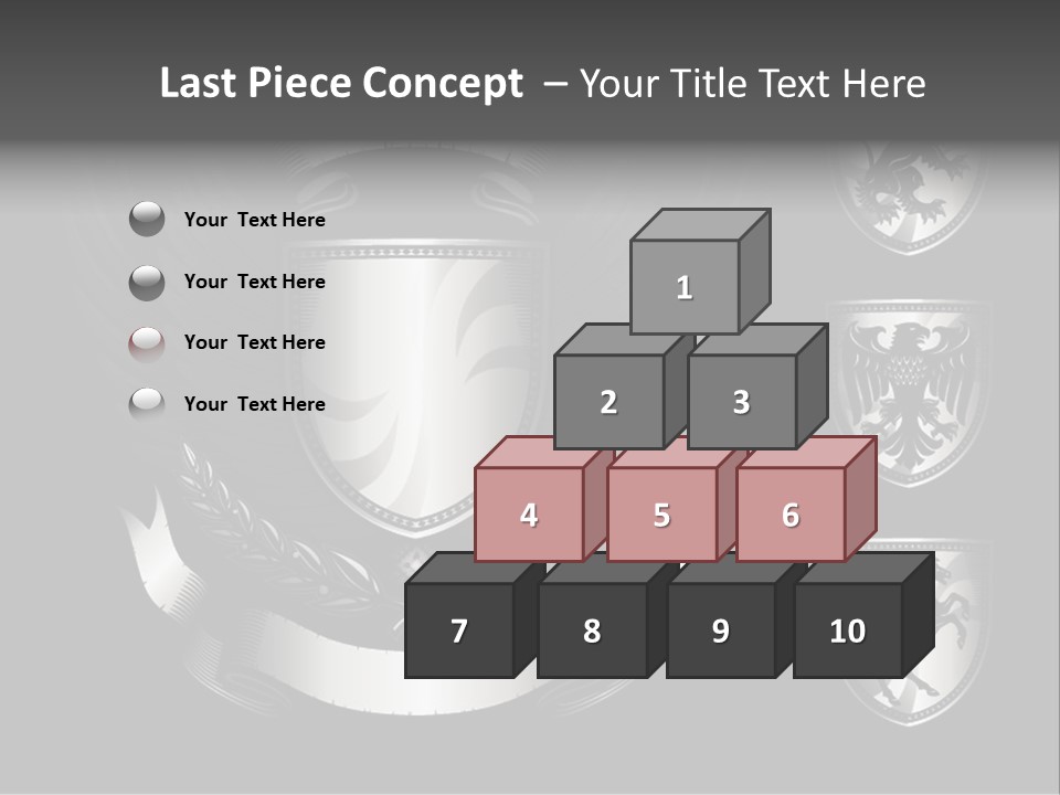 A Black And White Shield With Wings On A Black Background PowerPoint Template