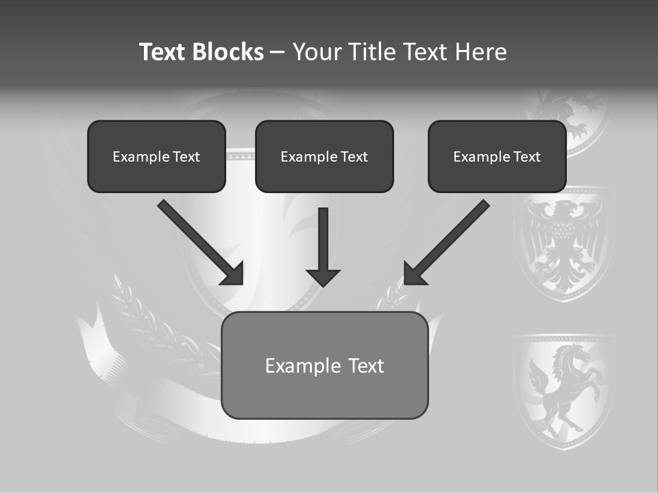 A Black And White Shield With Wings On A Black Background PowerPoint Template