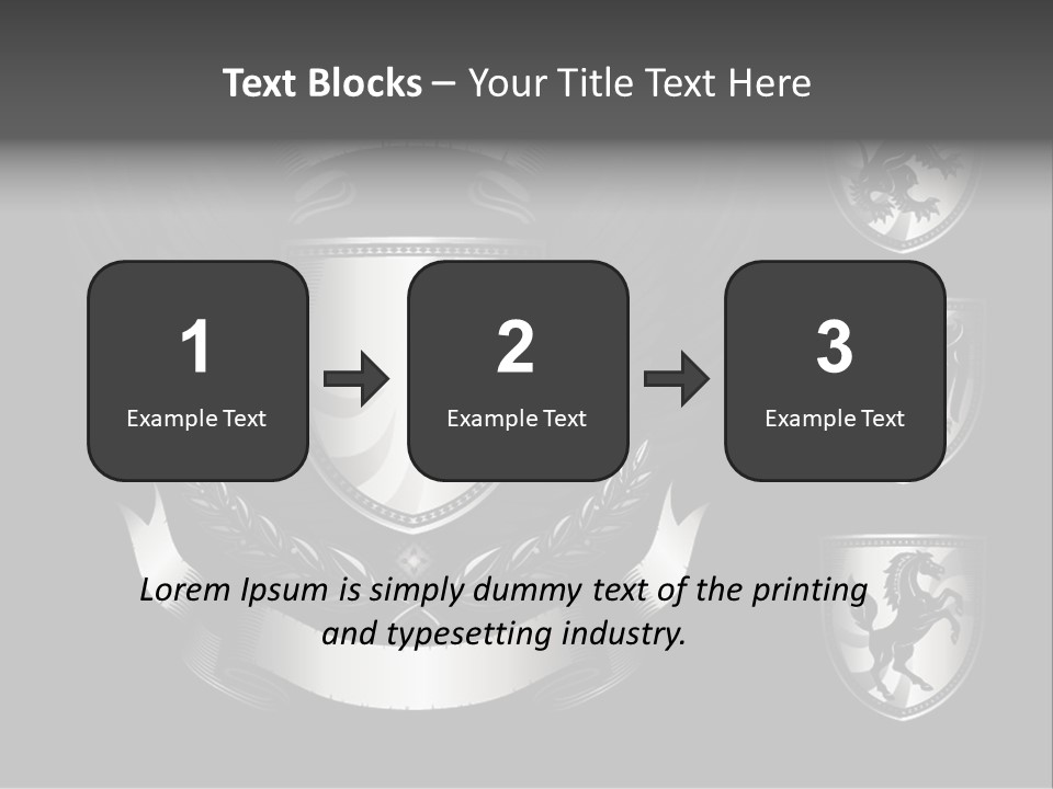 A Black And White Shield With Wings On A Black Background PowerPoint Template