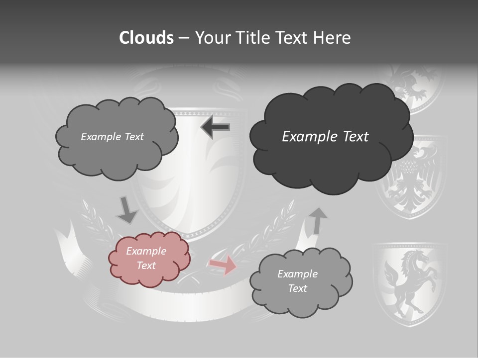 A Black And White Shield With Wings On A Black Background PowerPoint Template