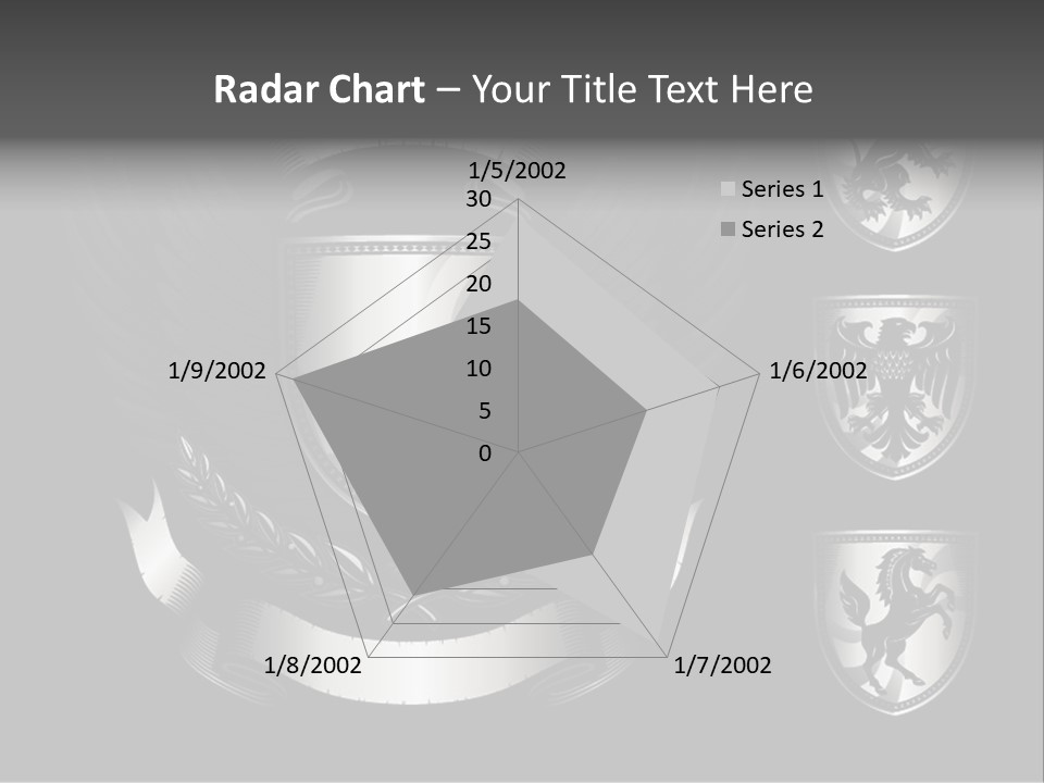 A Black And White Shield With Wings On A Black Background PowerPoint Template