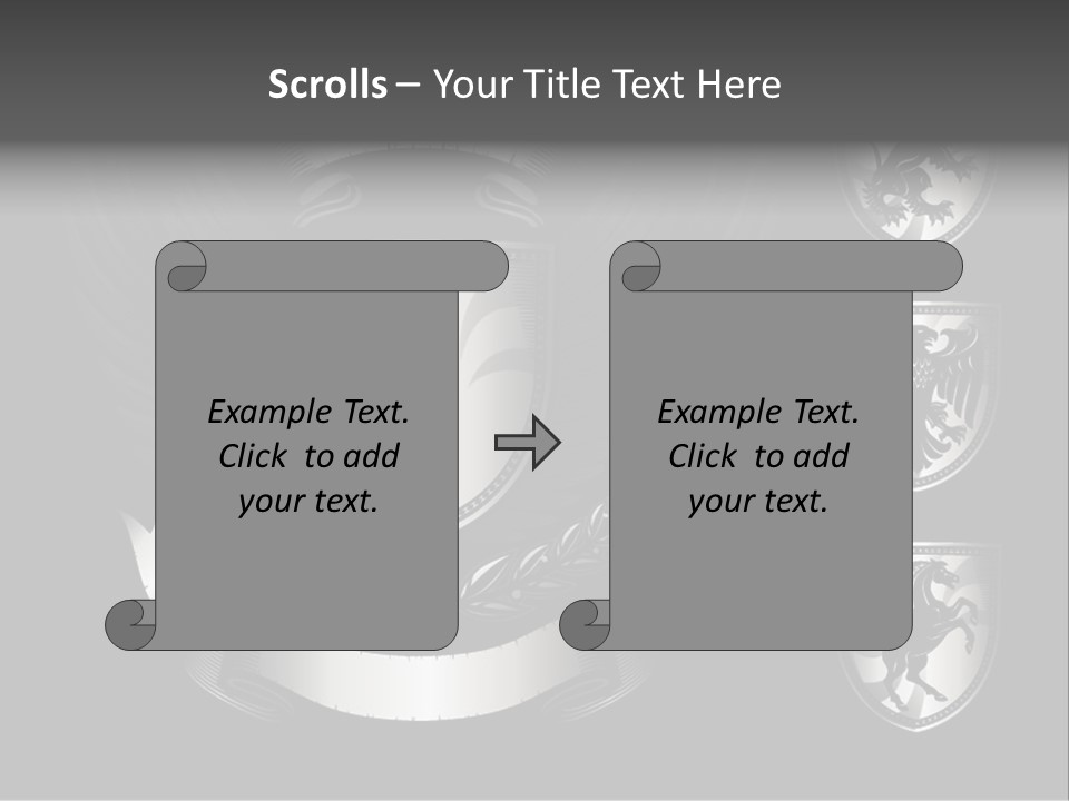 A Black And White Shield With Wings On A Black Background PowerPoint Template