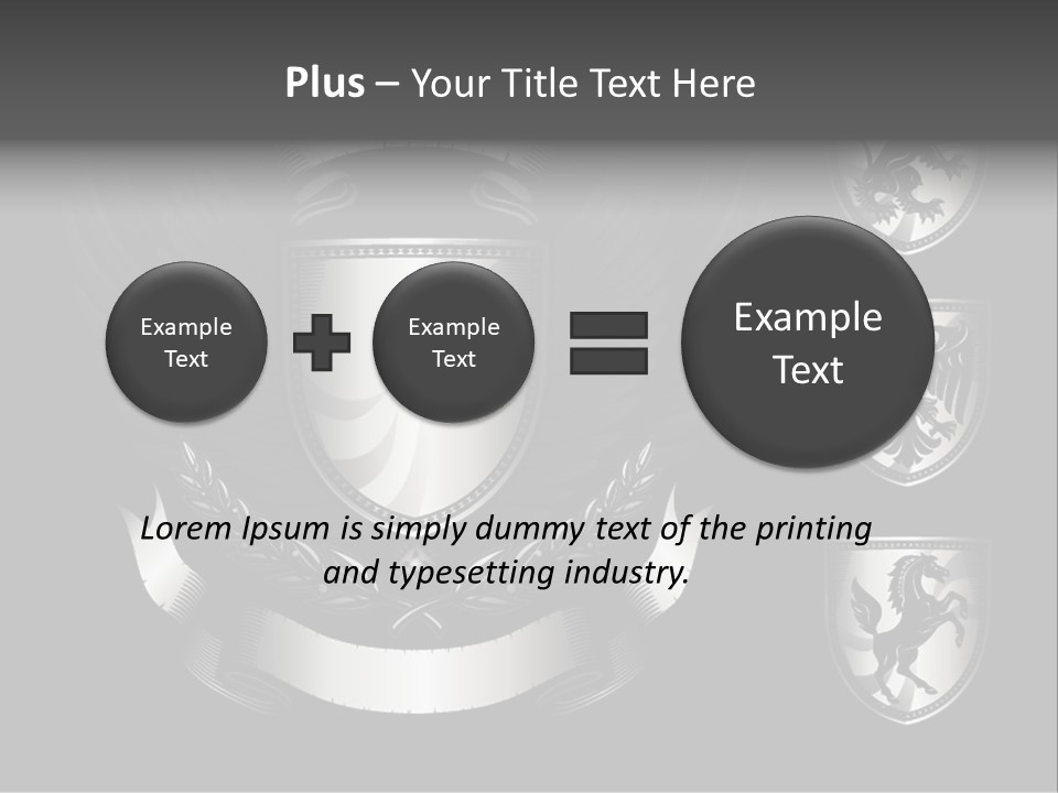 A Black And White Shield With Wings On A Black Background PowerPoint Template