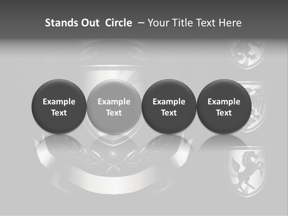 A Black And White Shield With Wings On A Black Background PowerPoint Template