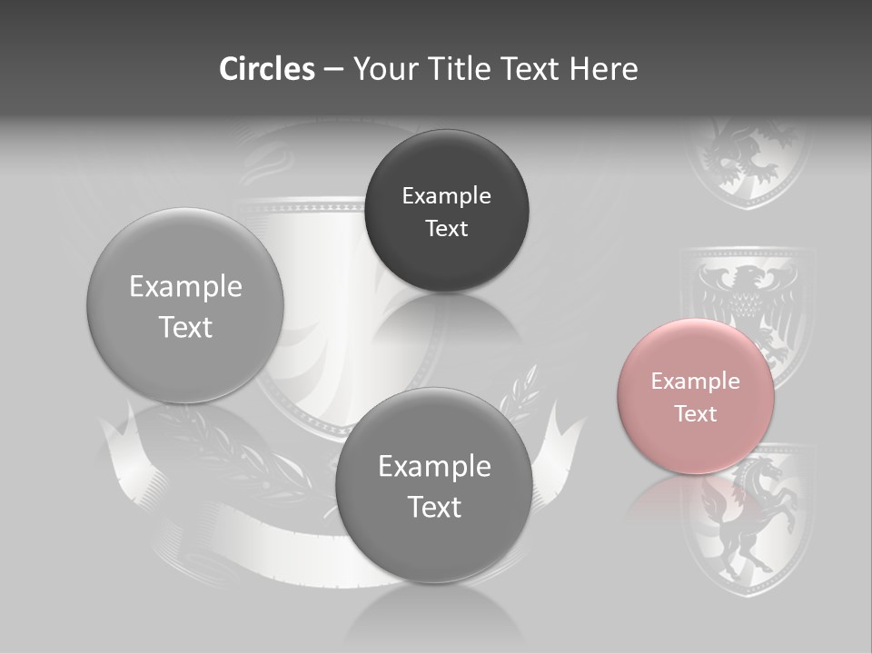 A Black And White Shield With Wings On A Black Background PowerPoint Template