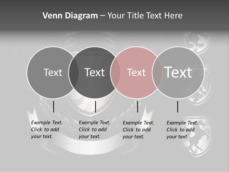 A Black And White Shield With Wings On A Black Background PowerPoint Template