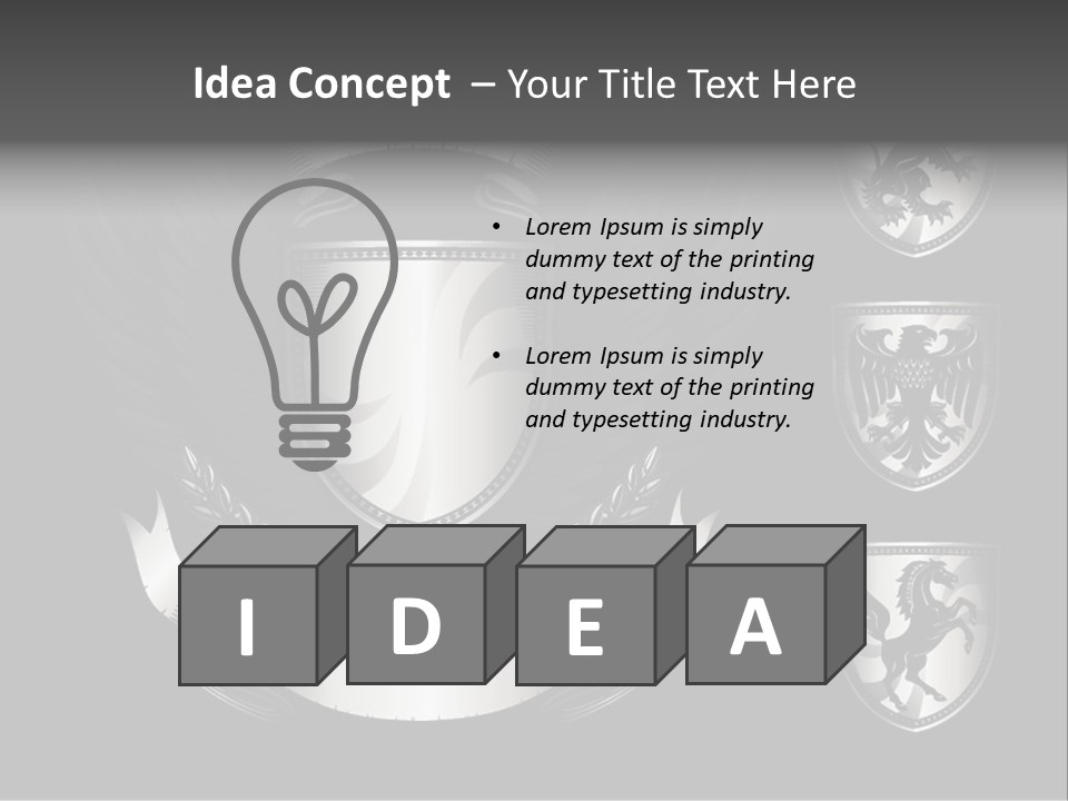 A Black And White Shield With Wings On A Black Background PowerPoint Template