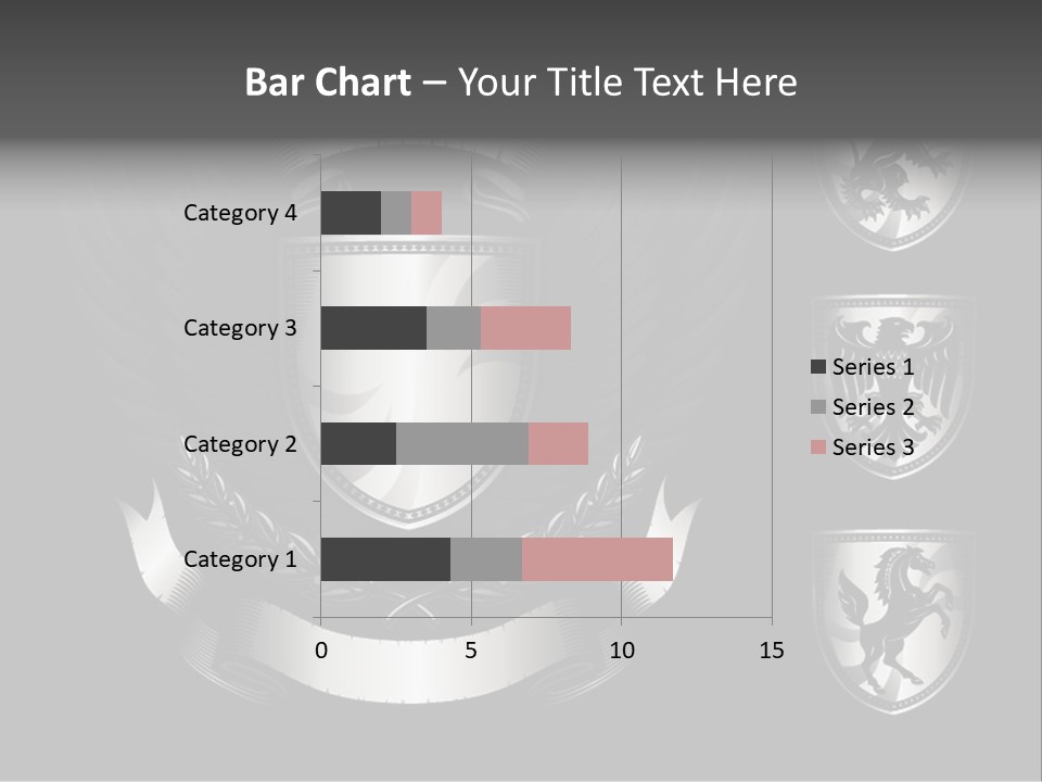 A Black And White Shield With Wings On A Black Background PowerPoint Template