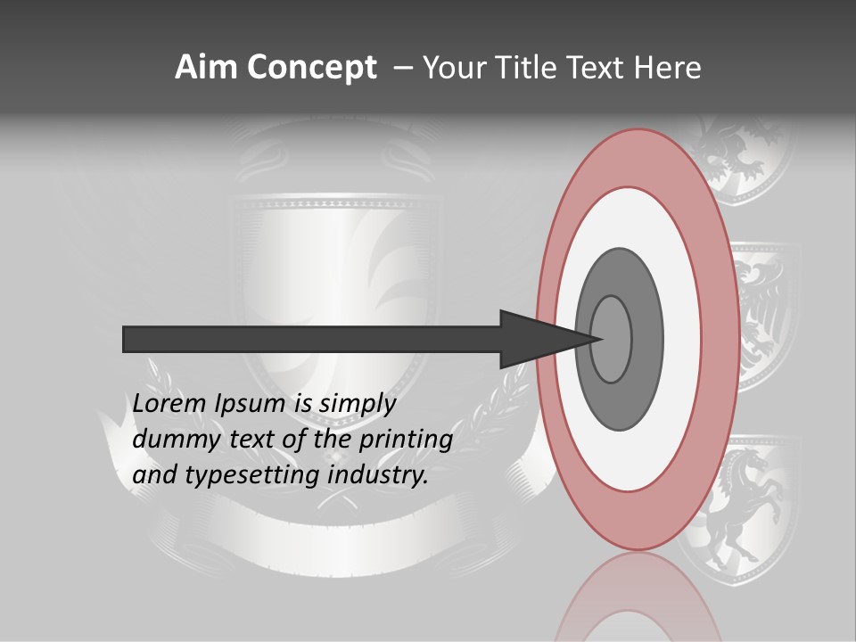 A Black And White Shield With Wings On A Black Background PowerPoint Template