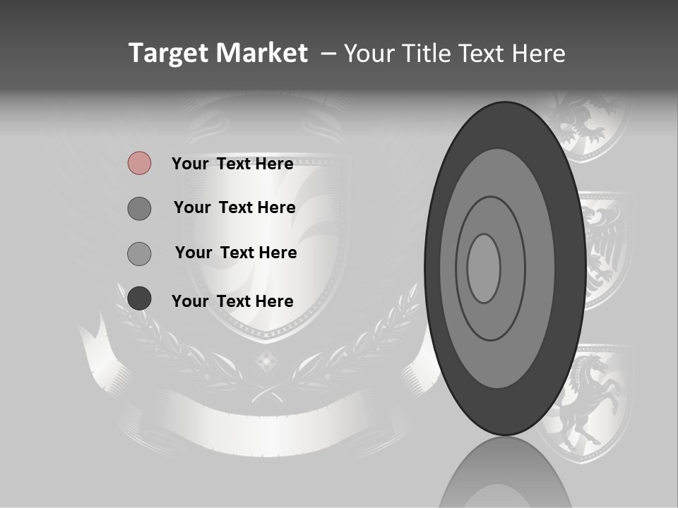 A Black And White Shield With Wings On A Black Background PowerPoint Template