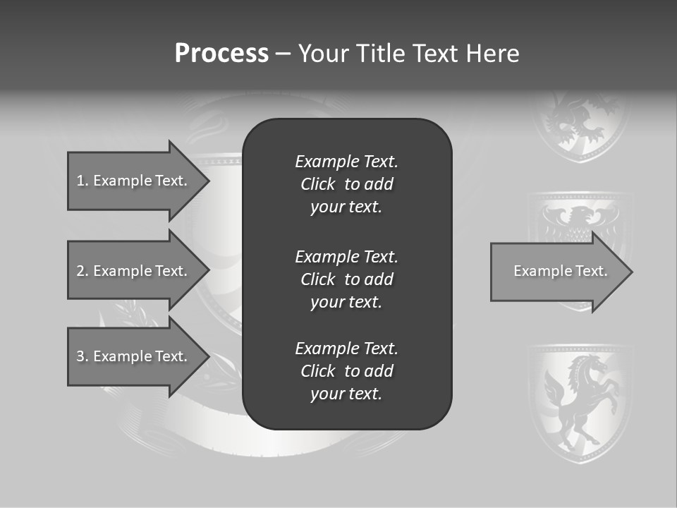 A Black And White Shield With Wings On A Black Background PowerPoint Template
