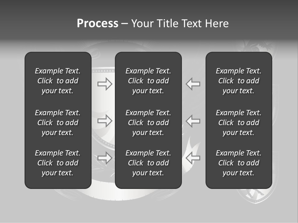 A Black And White Shield With Wings On A Black Background PowerPoint Template