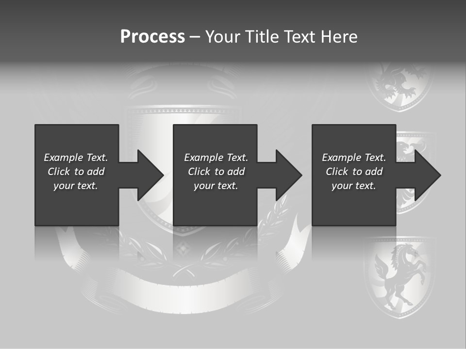 A Black And White Shield With Wings On A Black Background PowerPoint Template