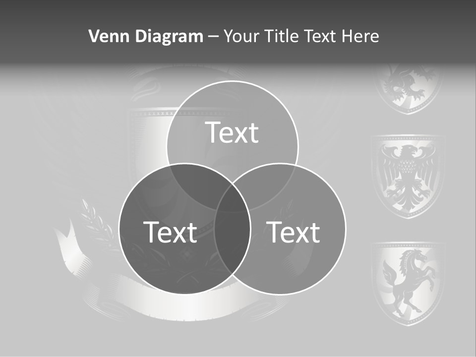 A Black And White Shield With Wings On A Black Background PowerPoint Template