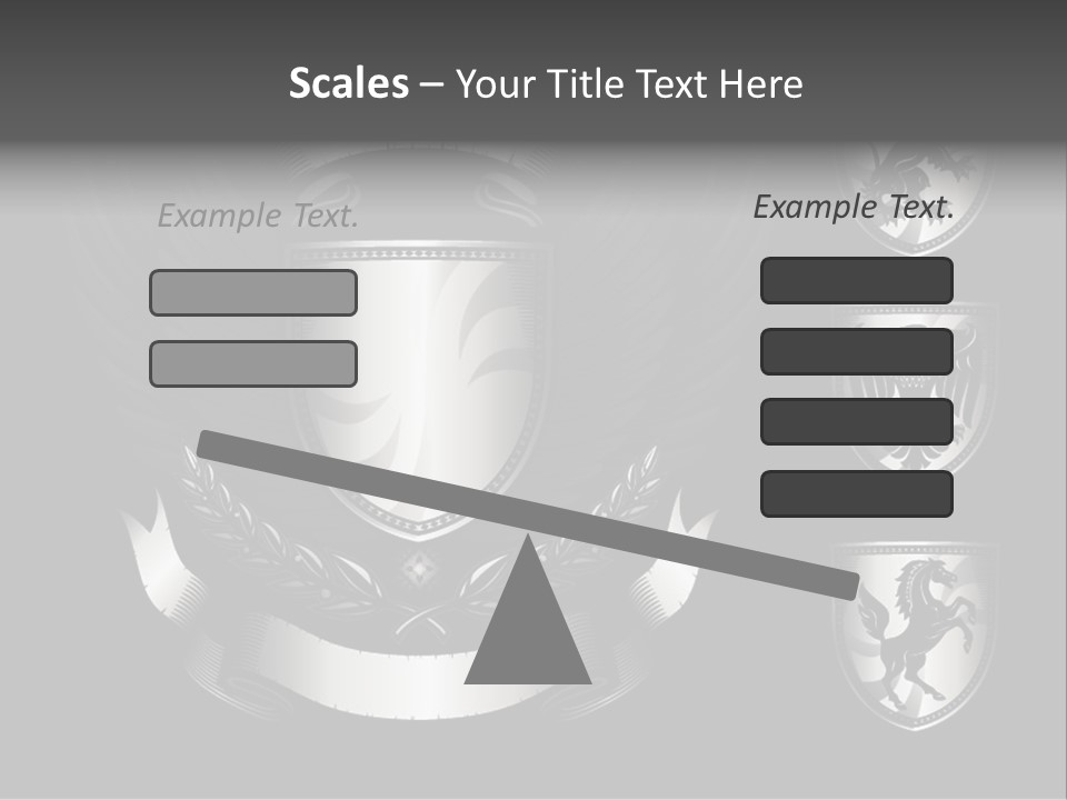 A Black And White Shield With Wings On A Black Background PowerPoint Template