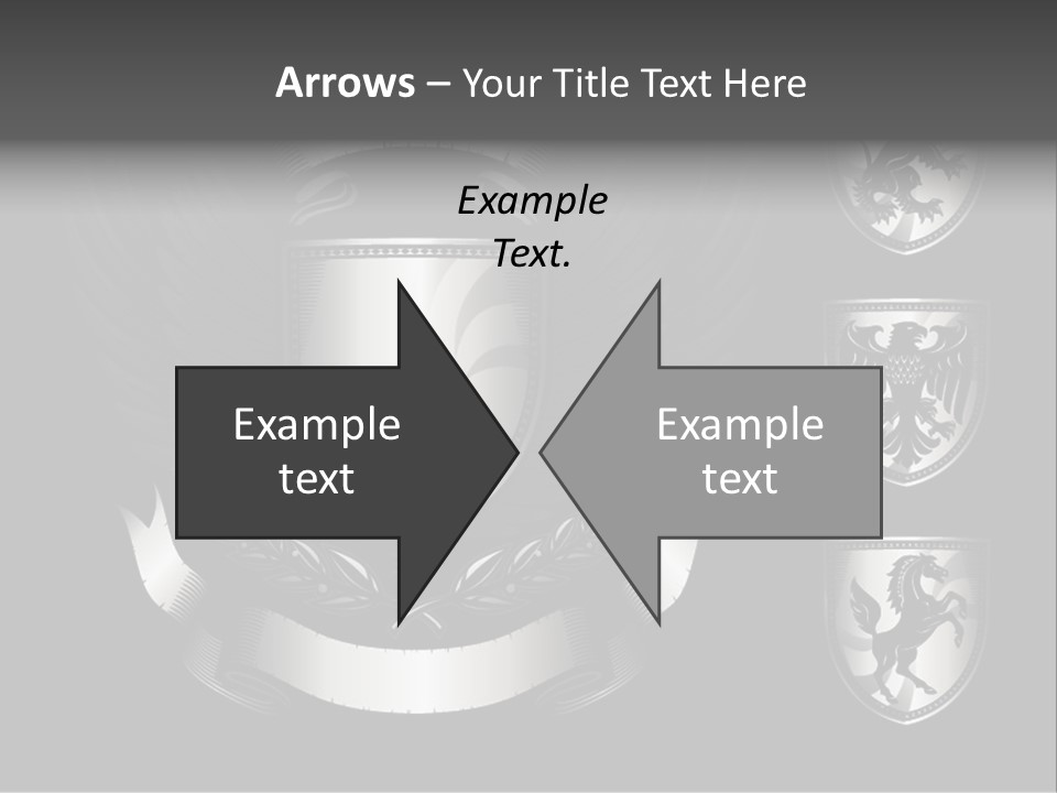 A Black And White Shield With Wings On A Black Background PowerPoint Template