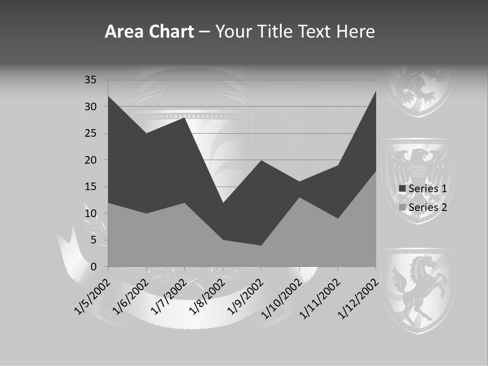 A Black And White Shield With Wings On A Black Background PowerPoint Template