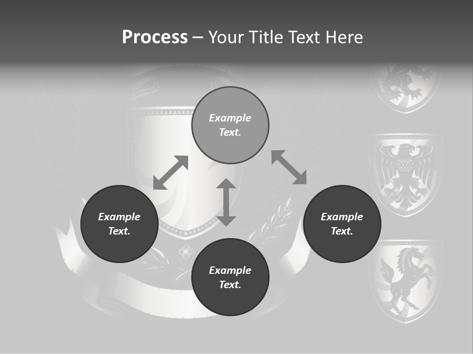 A Black And White Shield With Wings On A Black Background PowerPoint Template