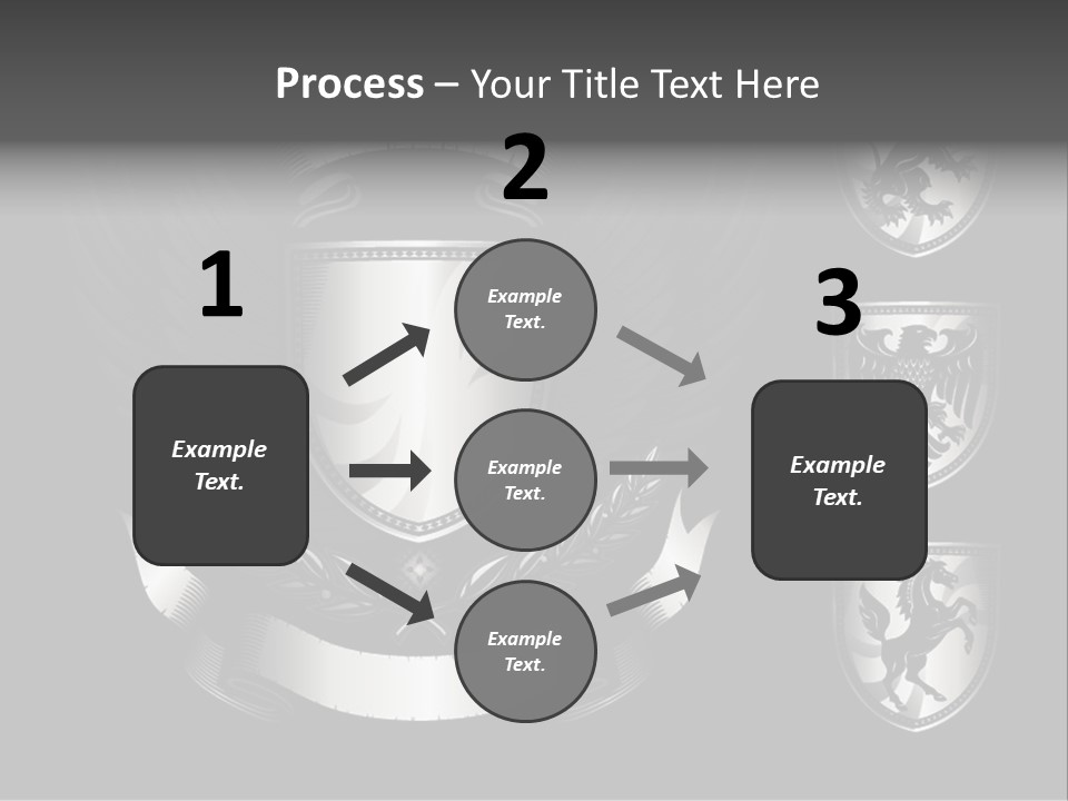 A Black And White Shield With Wings On A Black Background PowerPoint Template