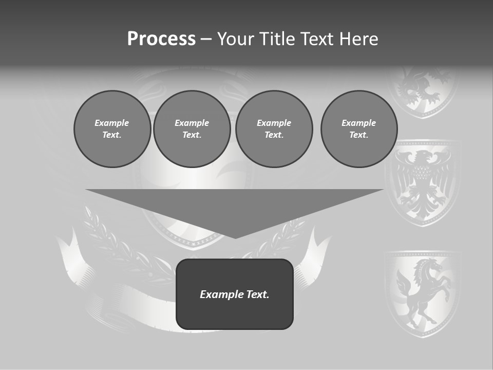 A Black And White Shield With Wings On A Black Background PowerPoint Template